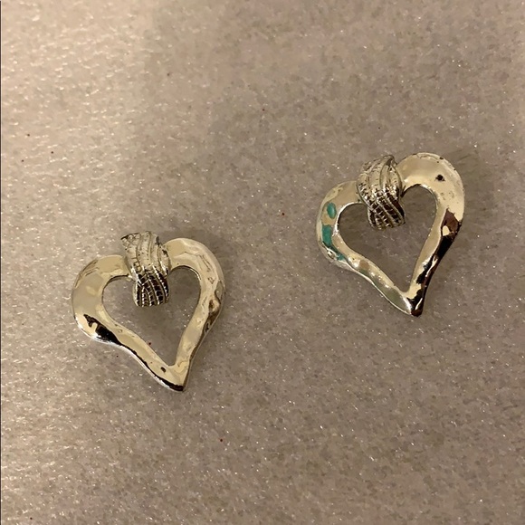 Jewelry - Hammered Sterling Silver Heart Earrings